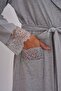 Mecit 1543 Gray Large Size Women's Dressing Gown - 4