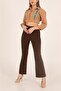 Women's Elastic Waist, Pocketless, Flared Trousers - 2