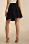 Women's Pleated Crepe Mini Skirt with Gold Buttons - 3