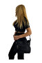 Women's Waterproof Black Crinkle Fabric Shoulder and Crossbody Bag with 6 Zippered Compartments - 4