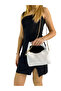 Women's Soft White Leather Knot Detailed Handled Chain Strap Mini Hand Shoulder Baguette Bag - 5
