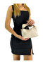 Women's Soft Cream Leather Knot Detailed Handle Chain Strap Mini Hand Shoulder Baguette Bag - 3
