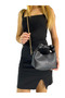 Women's Soft Black Leather Knot Detailed Handled Chain Strap Mini Hand Shoulder Baguette Bag - 3