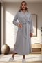 Women's Long Sleeve Dressing Gown with Large Size Guipure Detail, 75% Cotton, 25% Viscose