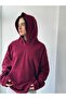 Polar Winter Oversize Hooded Sweatshirt Unisex Claret Red - 4