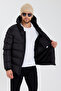 Men's Black New Season Cold Proof Pocket Detailed Removable Hooded Puffer Coat - 2