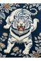 Tokyo Collection Navy Blue Theme White Tiger and Flower Patterned Woven Base Modern Decorative Carpet 07 - 4