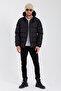 Men's Black New Season Cold Proof Pocket Detailed Removable Hooded Puffer Coat - 6
