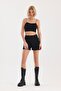 Black Crepe Short Shorts with Zipper and Pocket Detail-L - Black - 4