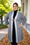 China Patterned Broch Detailed Long Sleeve Shal Collar Large Size Knitting Cardigan - 3