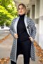 China Patterned Broch Detailed Long Sleeve Shal Collar Large Size Knitting Cardigan - 4