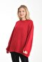 Oversize Basic Red Long Women's Sweater - 5