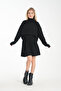 Skirt Pleated Black Turtleneck Sweater Skirt Suit - 2