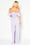 Women Off Shoulder Ruffle Sleeve Jumpsuit, Lilac - 4