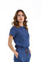 Single Top Special Collar Doctor and Nurse Surgical Scrub with Invisible Zipper Dark Navy | BRLMEDİKAGO - 5