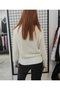 Jm Ecru Zippered Collar Elastic Waist Bearded Knitwear Sweater - 4