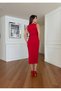 Special Design Rose Detail Double Breasted Neck Stone Detail Asymmetrical Cutout Dress - 2