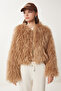 Faux Fur Jacket Camel Lfn0074 - 4