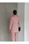 Dusty Pink Folded Sleeve Detail Blazer Jacket and Carrot Cut Pants Atlas Woven Fabric Suit - 3