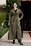 Lined Belt Detailed Full Length Trench Coat Top Coat