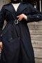 Lined Belt Detailed Full Length Trench Coat Top Coat - 8