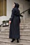 Lined Belt Detailed Full Length Trench Coat Top Coat - 7