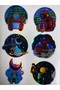 Astroworld Space Themed Hologram Pixel Heart Sticker A4 Page Size - 2