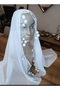 Real Handcrafted Needle Embroidered, Prayer, Mawlid Mevlüt Headcover, White Color, Handmade - 7