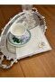6 Pieces Linen Silver Color Square Cocktail Presentation Napkins with Orchids - 3