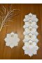 6 Pieces of Linen Silver Color Stylish Orchid Star Pattern Cocktail Presentation Napkin