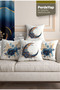 Blue Flower and Crescent Patterned 4-Piece Digital Printed Decorative Throw Pillow Cover 43 X 43 cm Petrol Blue