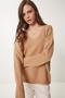 V-Neck Knitwear Sweater Bi̇sküvi̇ Lza0012 - 2