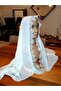 White Colorful Prayer Headcover - Handmade Dowry Embroidered Writing Circle