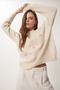Heart Textured Oversize Knitwear Sweater Cream Lpf0066 - 3