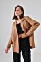Camel Regular Lined Buttoned Woven Blazer Jacket