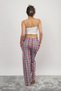 Women's Cotton Plaid Pattern Sleepwear Sweatpants with Ribbon White Square - 4