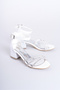 White Glittered Three Stone Girls' Heeled Shoes - 3