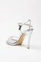 Women's Platform Stoned Evening Dress Shoes and Bag Set Silver - 8