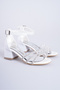 White Glittered Three Stone Girls' Heeled Shoes