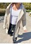 Cardigan Hooded Pocket Natural Cotton Loose Laser Cut Ripped Detailed Knitwear Long Poncho Cardigan - 3
