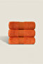 3-Piece Hand Face Towel Set 100% Cotton Certified Head Towel |   Kitchen Dowry Holder 50X90Cm Tile Orange - 5