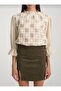 Women's Khaki Mini Slit Skirt with Fringe