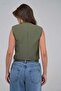 Khaki Fitted Buttoned Unlined Woven Vest - 5