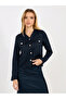 Tweed V Neck Blouse with Chest Pocket Details