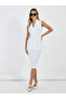 Solid Sleeveless Notch Label Collar Blazer with Wrap Details - 2