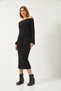 Women's Black Madonna Collar Spanish Sleeve Ribbed Dress 0201 60261176 - 3