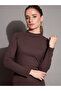 Ribbed Bodycon Midi Dress with Back Slit - 4