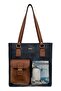 Women's Vegan Leather Navy Blue Shoulder Bag - Meet Me Halfway Design - 2