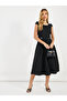 Tweed Box Pleat Sleeveless A-Line Midi Dress