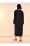 Textured Drop Shoulder Button Detail Midi Dress - 6